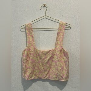 Show Me Your Mumu Pink Cream cheetah animal print cami crop Top square neck